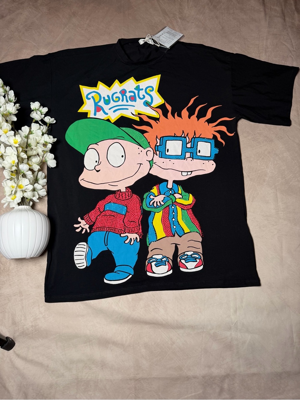 Kids Black Rugrats Graphic Tee featuring Tommy and Chuckie